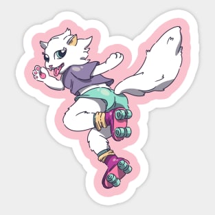 a cat on roller skates Sticker